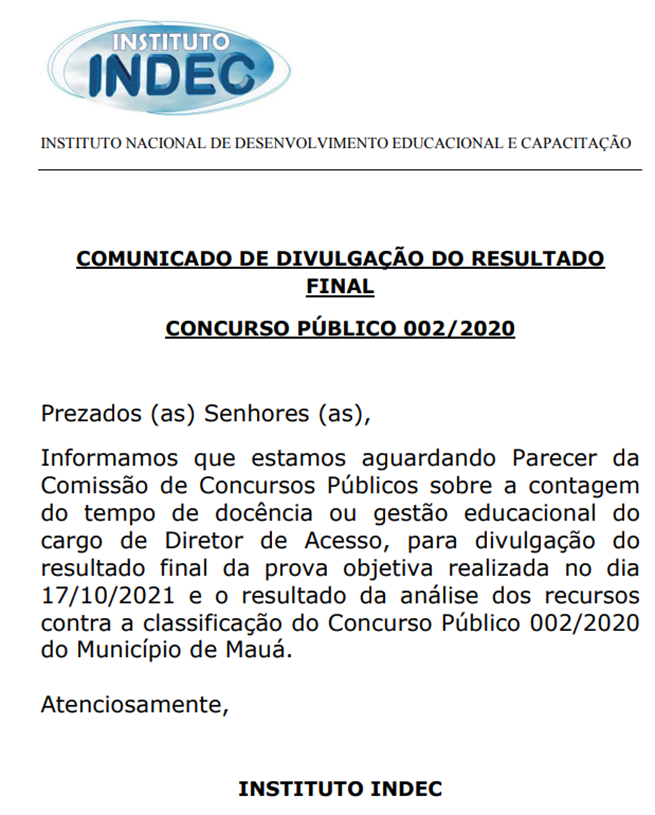 Divulgado o resultado final do Concurso Público da