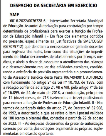 Professores Temporários Pref. São Paulo, CHAMADA DE 256, DRES