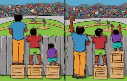 Ilustração Comparativa entre Igualdade e Equidade